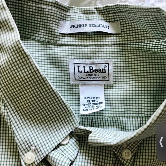 L.L.Bean Green Micro Striped Short Sleeve Button Front Shirt Size XL - Picture 6 of 8